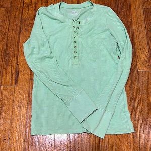Aerie Lime Green Henley Ribbed Shirt